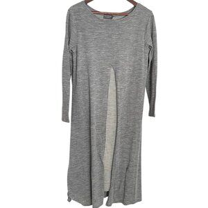 Rambler's Way Tunic Shift Dress M 100% Wool Gray Split Front Minimalist Travel